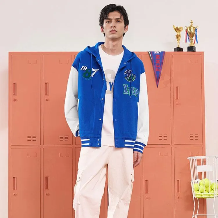 XTEP Baseball Jacket Men's Cloth Blue/Good White-1