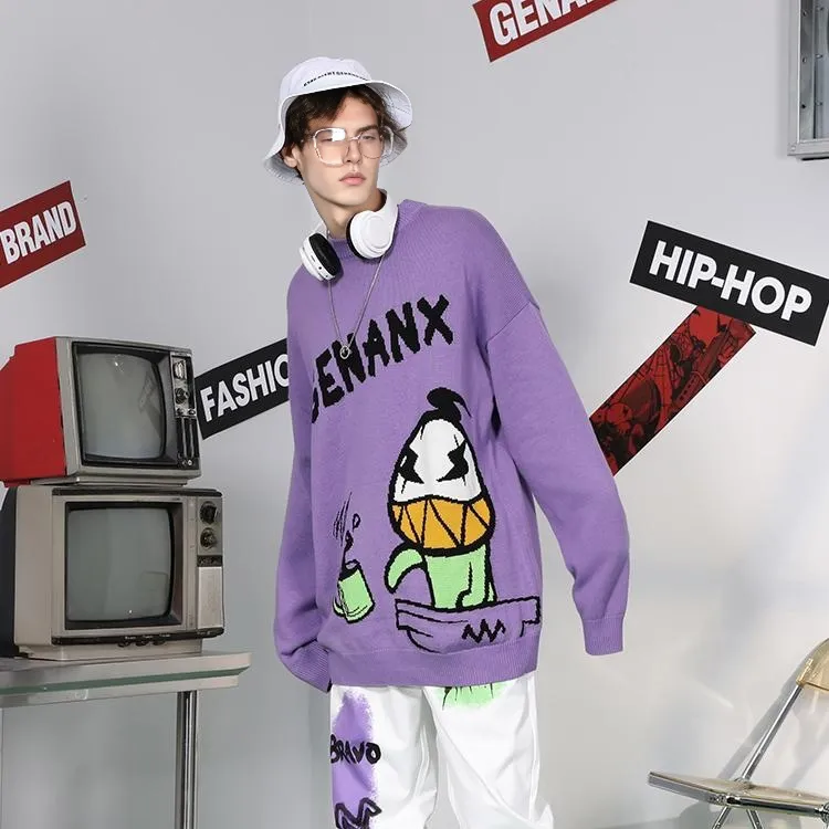 Loose Fit Sweater Unisex Purple-3