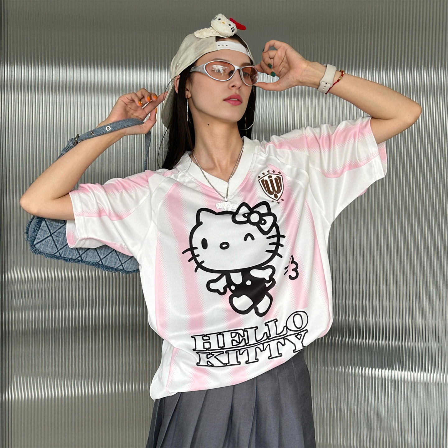 KEIKO GAKUEN RUGBY TEAM Tシャツ LL Hello Kitty X WHOOSIS X HELLO KITTY Soccer Jerseys Unisex