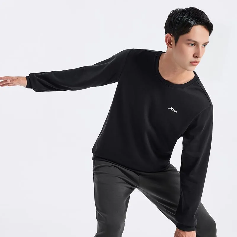 XTEP Casual Long Sleeved Sweatshirt Jet Black Men's-6