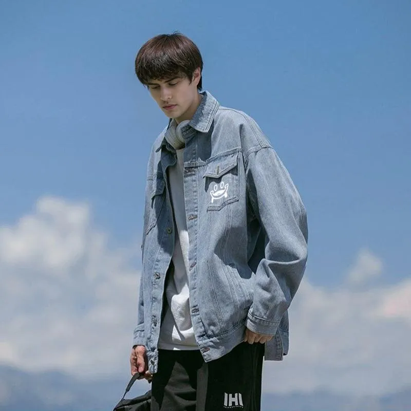 BENGEN Autumn Denim Jackets Men's Blue-2