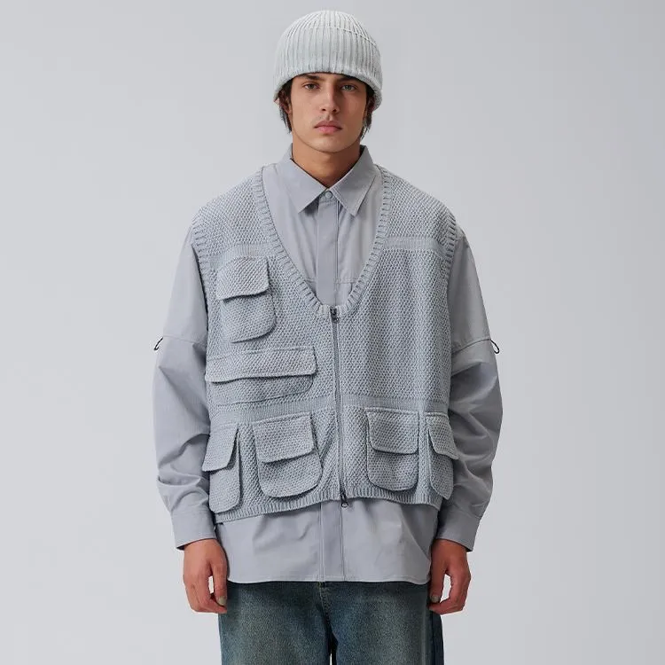 BUTTBILL Knitted Fabric Vest For Outdoor Unisex-3