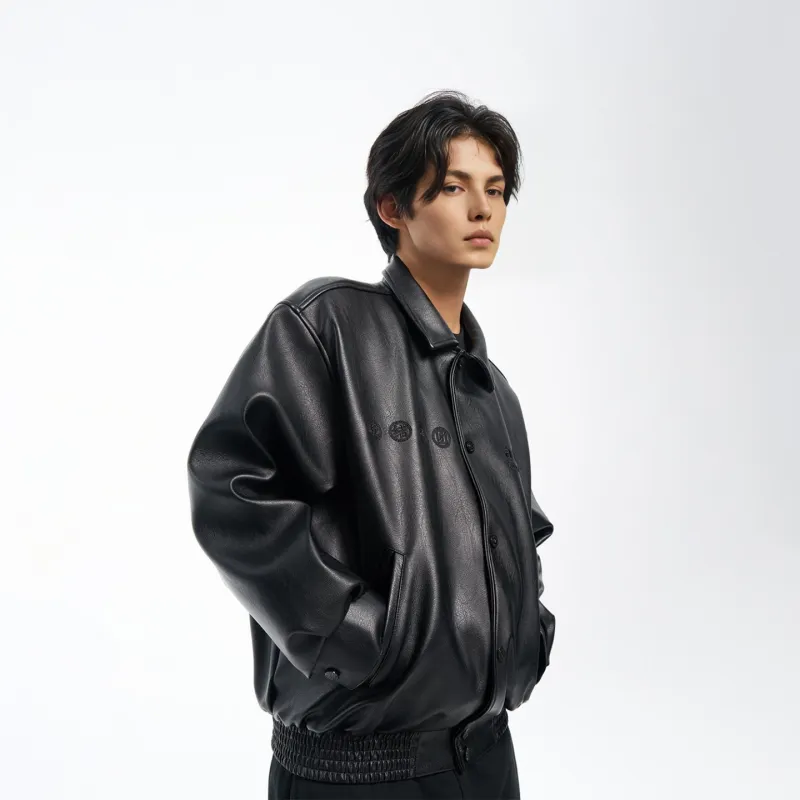 AFGK x CLOTTEE Leather Jacket Unisex Black-3