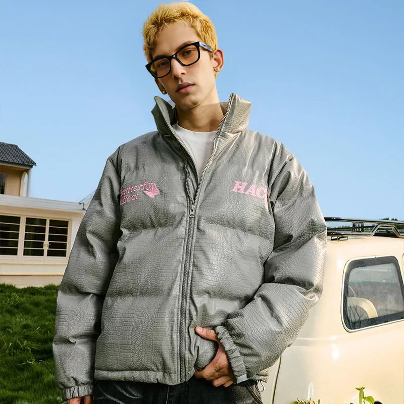 HARSH AND CRUEL Puffer Jacket Unisex Gray Brown-4