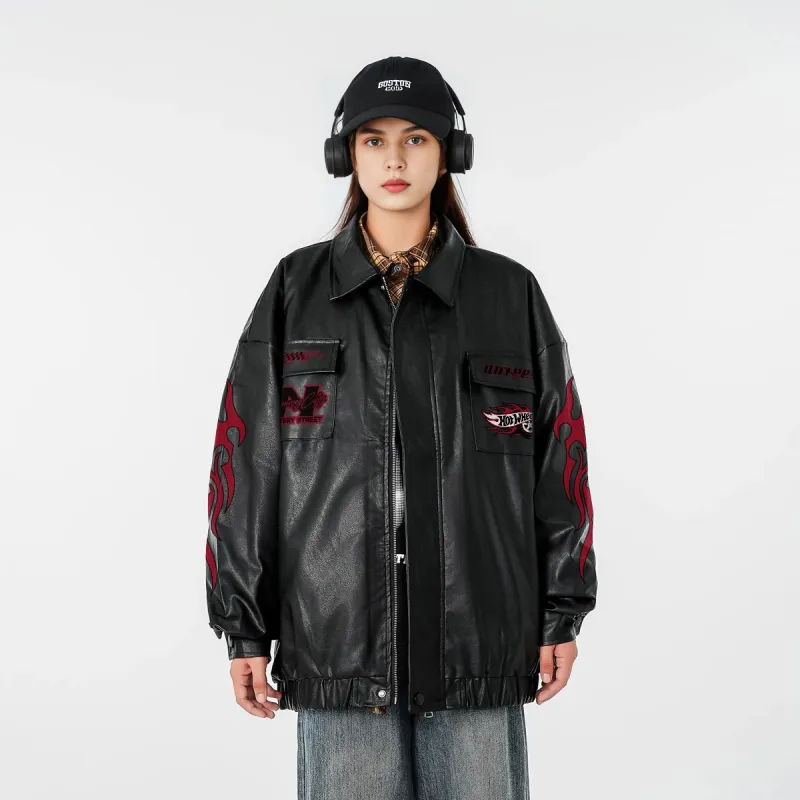 Qnxeey Leather Jackets Unisex-4