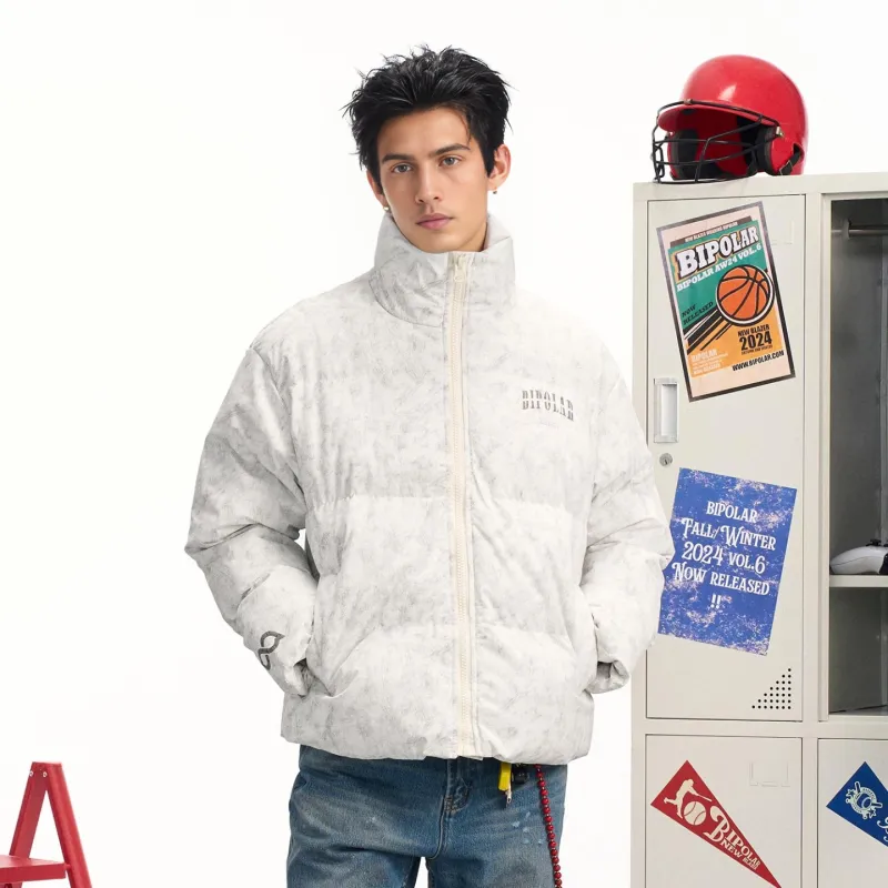 BIPOLAR Puffer Jacket Unisex White Dark Gray Black-2