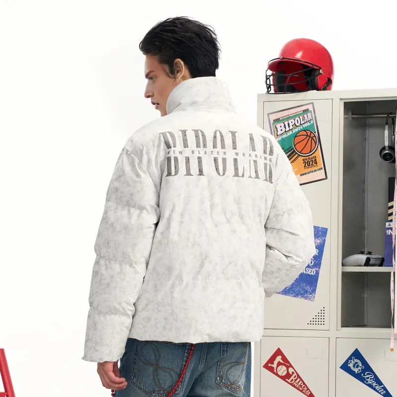 BIPOLAR Puffer Jacket Unisex White Dark Gray Black-3