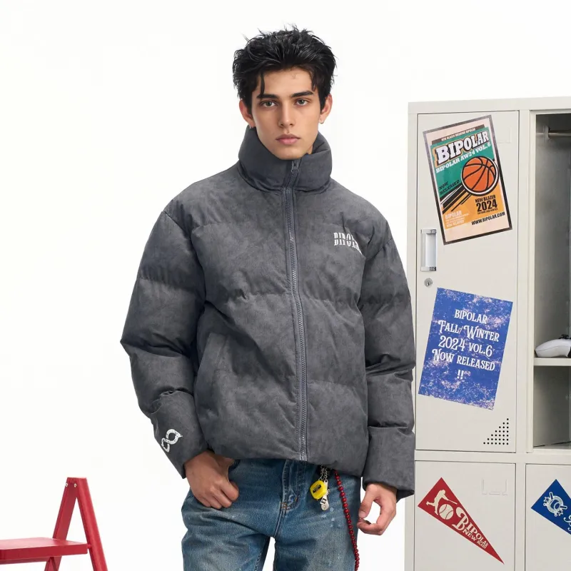 BIPOLAR Puffer Jacket Unisex White Dark Gray Black-6