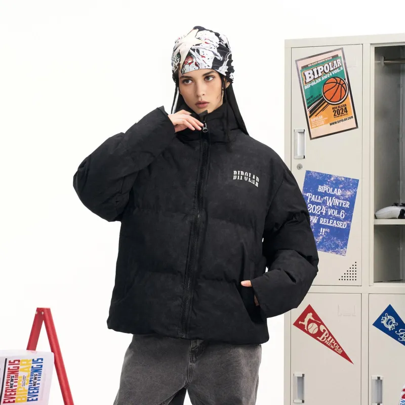 BIPOLAR Puffer Jacket Unisex White Dark Gray Black-10