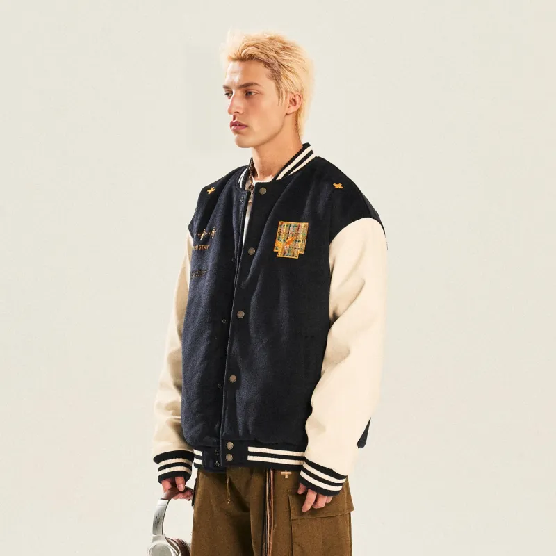 NSTNEW START Baseball Jacket Unisex Navy Blue-2