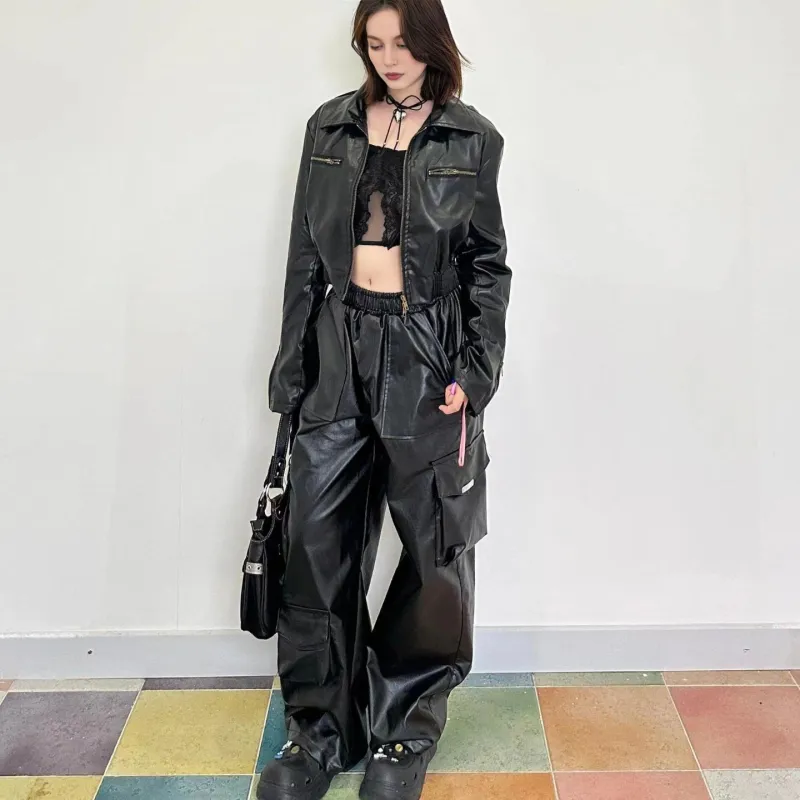 HLPT Leather Pants Unisex Black-4