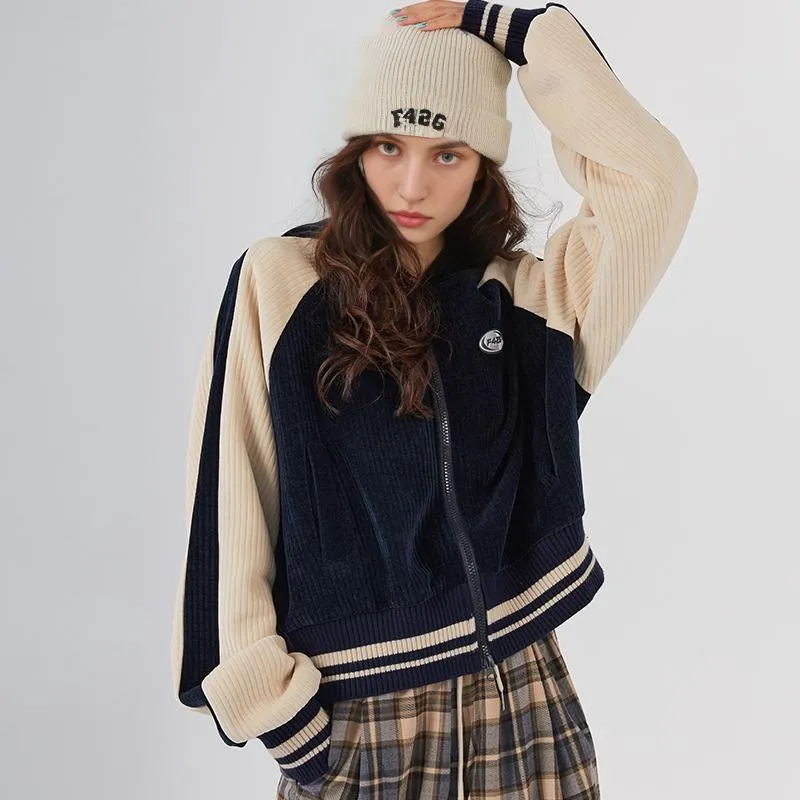 F426 Sweatshirt Unisex Navy Blue & Beige Yellow-2