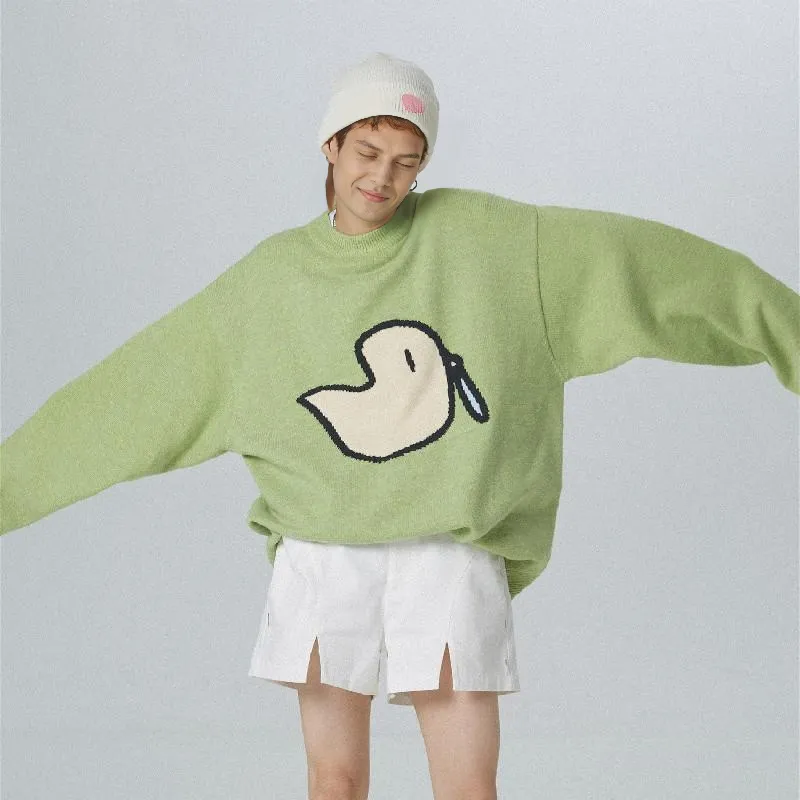 ROARINGWILD Ponpom Sweater Unisex Grass Green-4