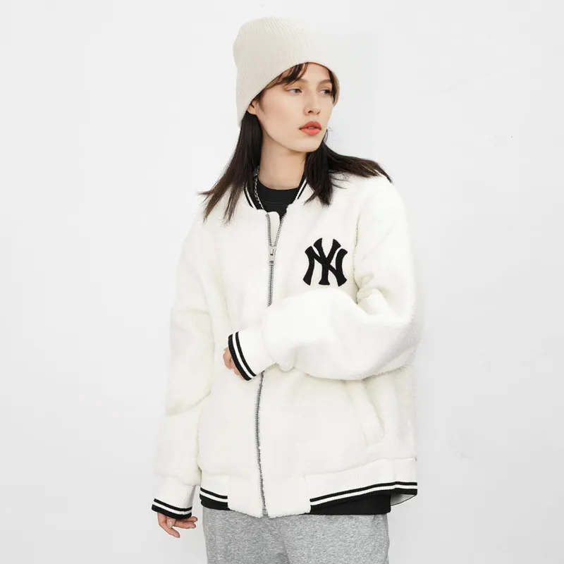 MLB New York Yankees Velvet Jackets Unisex Ivory White-3