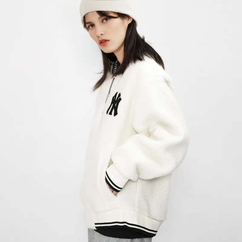 MLB New York Yankees Velvet Jackets Unisex Ivory White-4