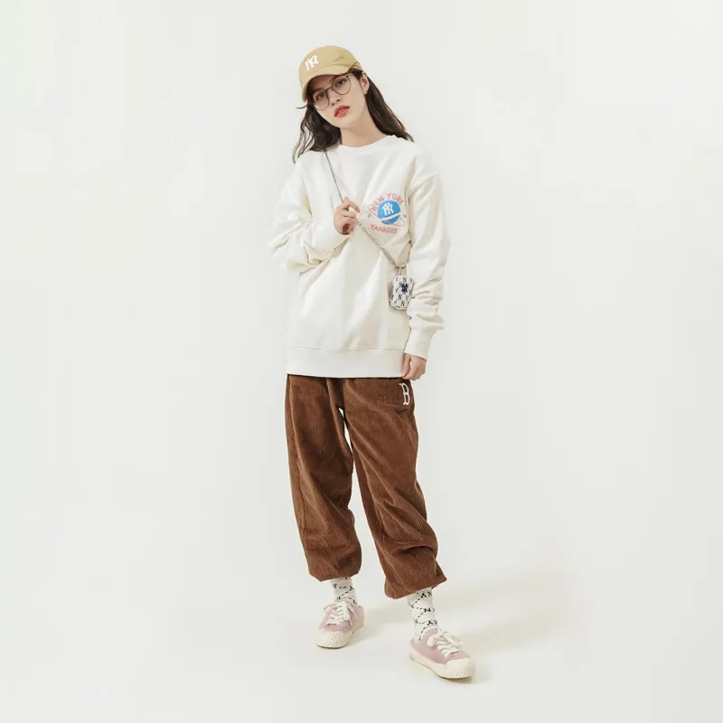 MLB New York Yankees Sweatshirts Unisex Cream White-2