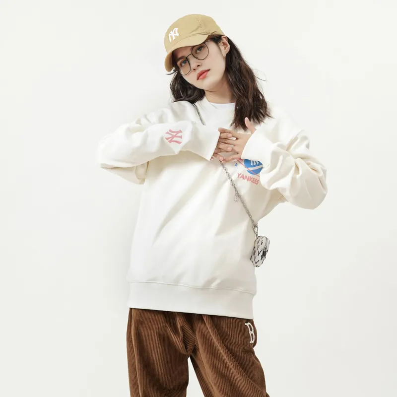 MLB New York Yankees Sweatshirts Unisex Cream White-6