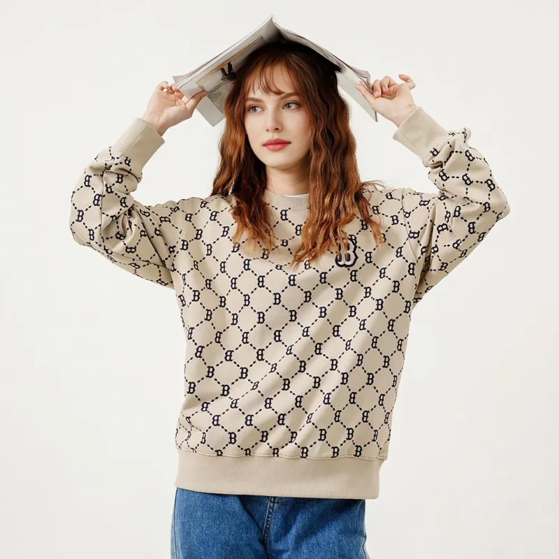 MLB Base Logo Sweatshirts Unisex Beige-2