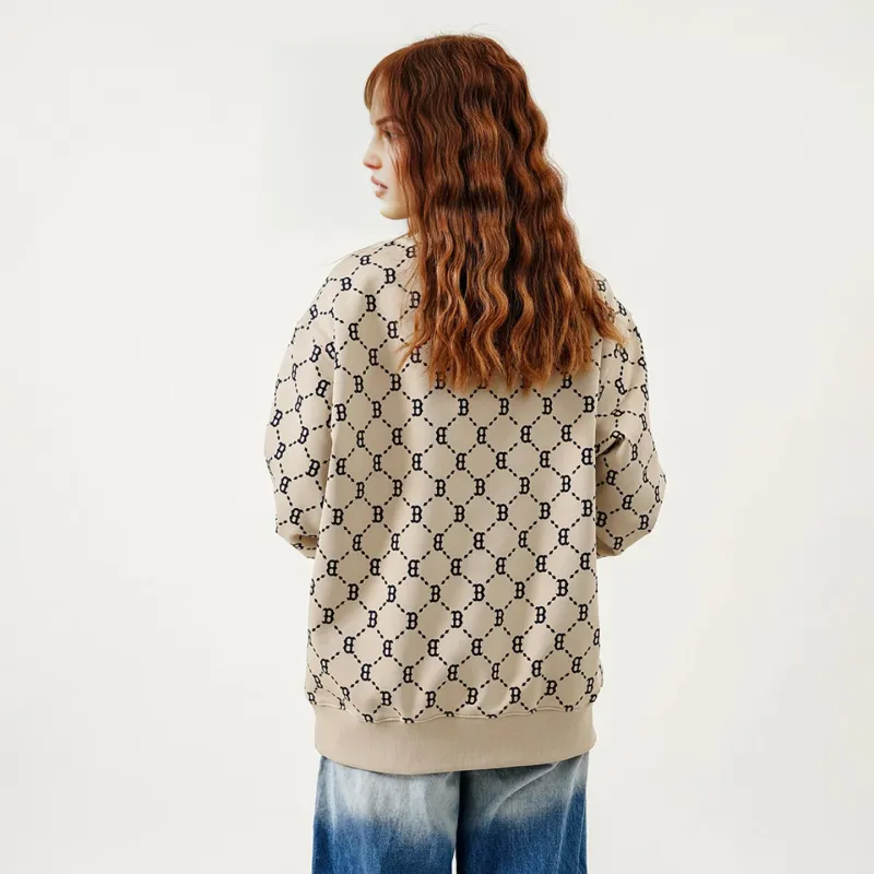 MLB Base Logo Sweatshirts Unisex Beige-5
