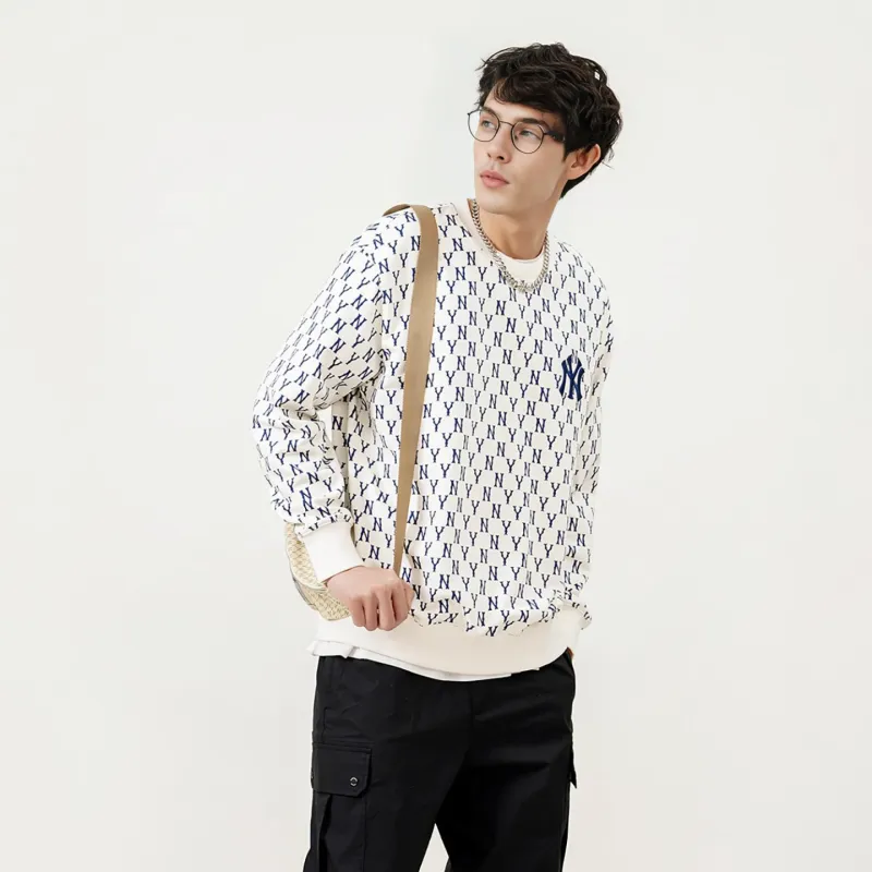 MLB Old Flower Sweatshirts Unisex Cream-6