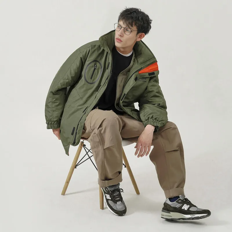 New Balance x Salehe Bembury Solid Color Stand Collar Puffer Jacket Unisex Olive Green-2