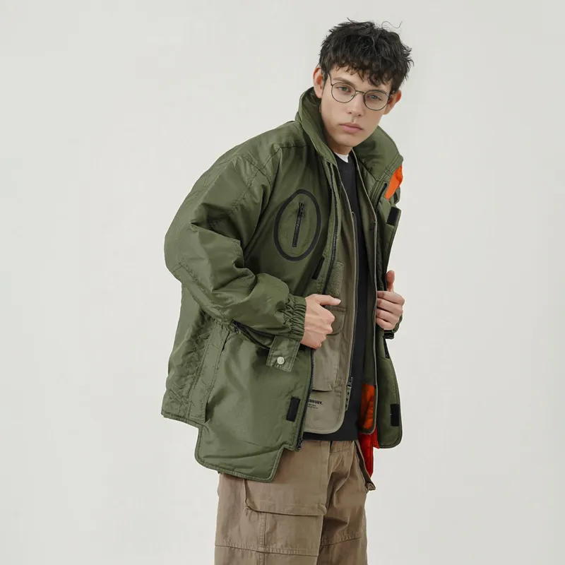 New Balance x Salehe Bembury Solid Color Stand Collar Puffer Jacket Unisex Olive Green-4
