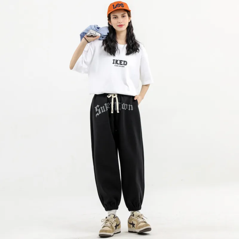 SUPERMOON Autumn And Winter Season Knitted Sports Pants Unisex Black-16