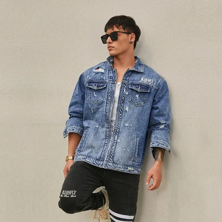 BLUESFLY Loose Fit Denim Jacket Unisex Light Blue-4