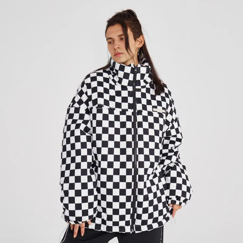 KILLWINNER Plaid Stand Collar Loose Fit Thickened Puffer Jacket Unisex-3