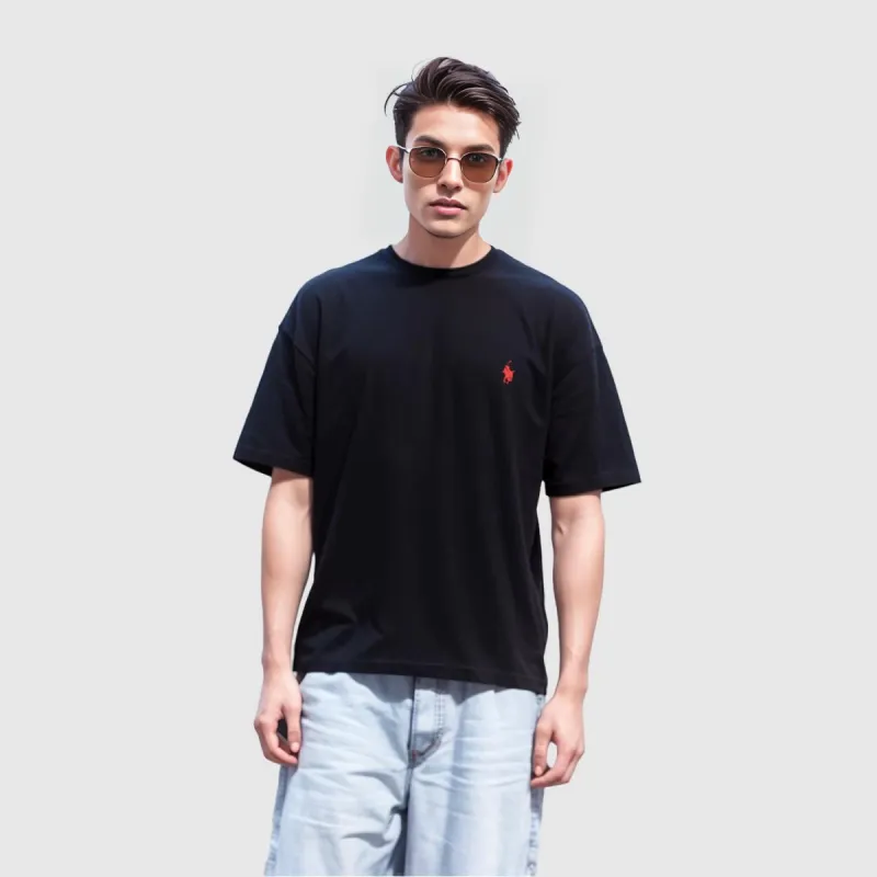 Polo Ralph Lauren FW22 Men's Pony Logo Crewneck Pullover T Shirt Black-3
