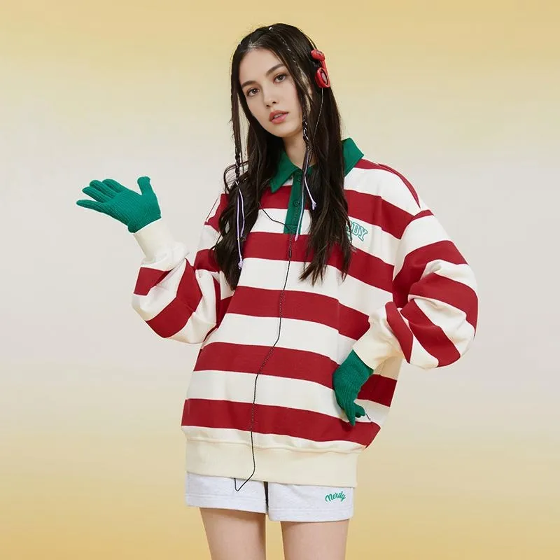 Nerdy Sweatshirts Unisex Red And White Stripes-6