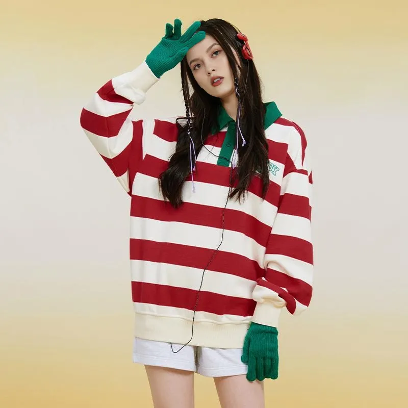 Nerdy Sweatshirts Unisex Red And White Stripes-5