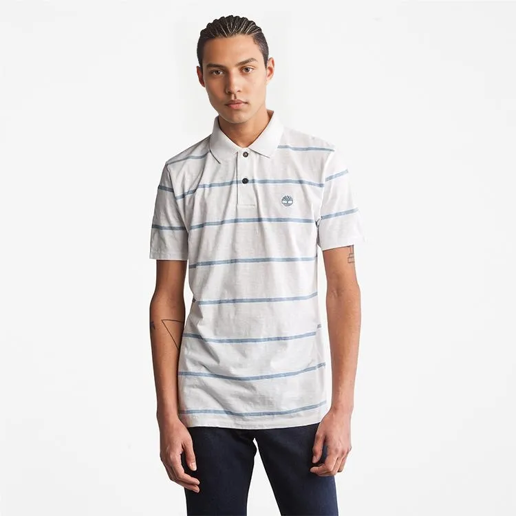 Timberland Men's Striped Pullover Short-Sleeve Polo Shirt White-2