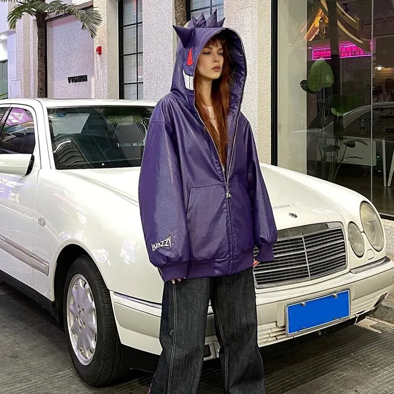 KAKAZZY Leather Jackets Unisex Purple-9