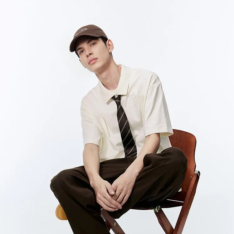PEACEBIRD MEN Polo Shirts Men White Wide Version-4