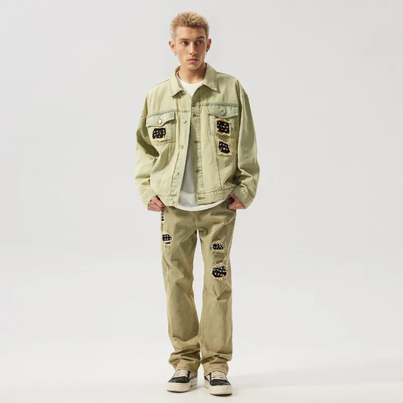 XINYINSU 24SS Denim Jacket Unisex Yellow Mud-6