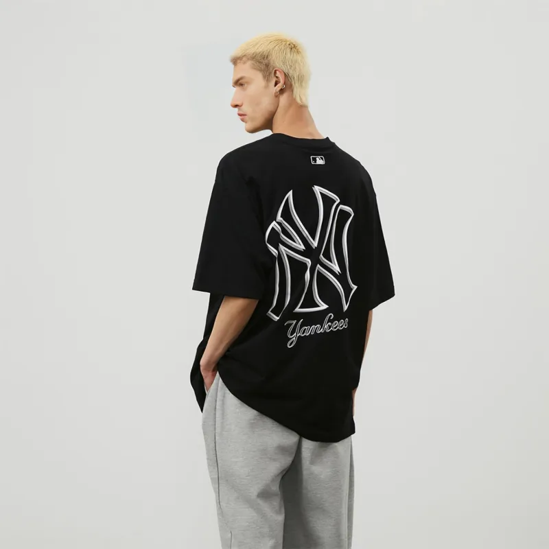 MLB Basic Logo Fashion Sports Collection T Shirt Unisex Black-2