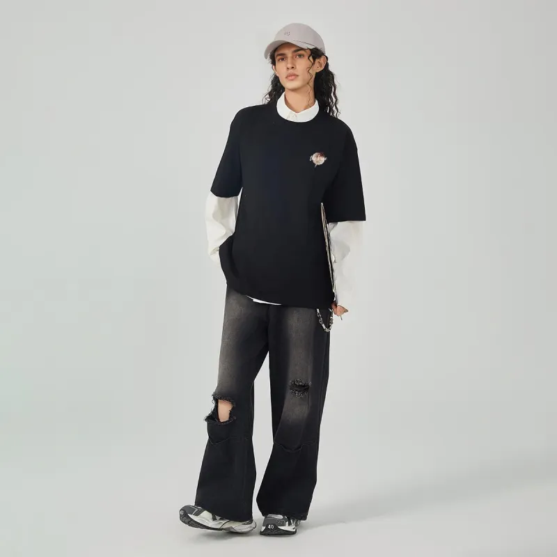 BAGE Drop Shoulder Sleeve T Shirt Men's-2