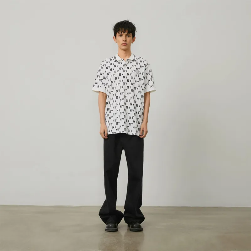 MLB MONOGRAM Collection New York Yankees SS24 Polo Shirt Unisex Ivory White-2