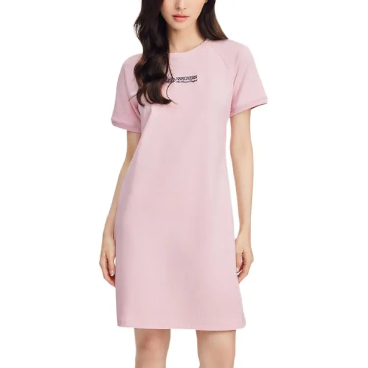 Skechers Sports Life Collection Short Sleeved Dresses Women's Gray Pink-1