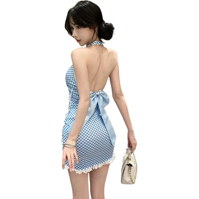Garbege Slip Dresses Women's Blue-1