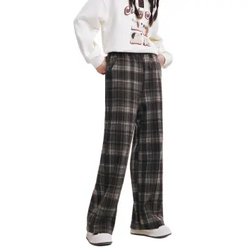 ZIHAN Casual Pants Women's Coffee Plaid