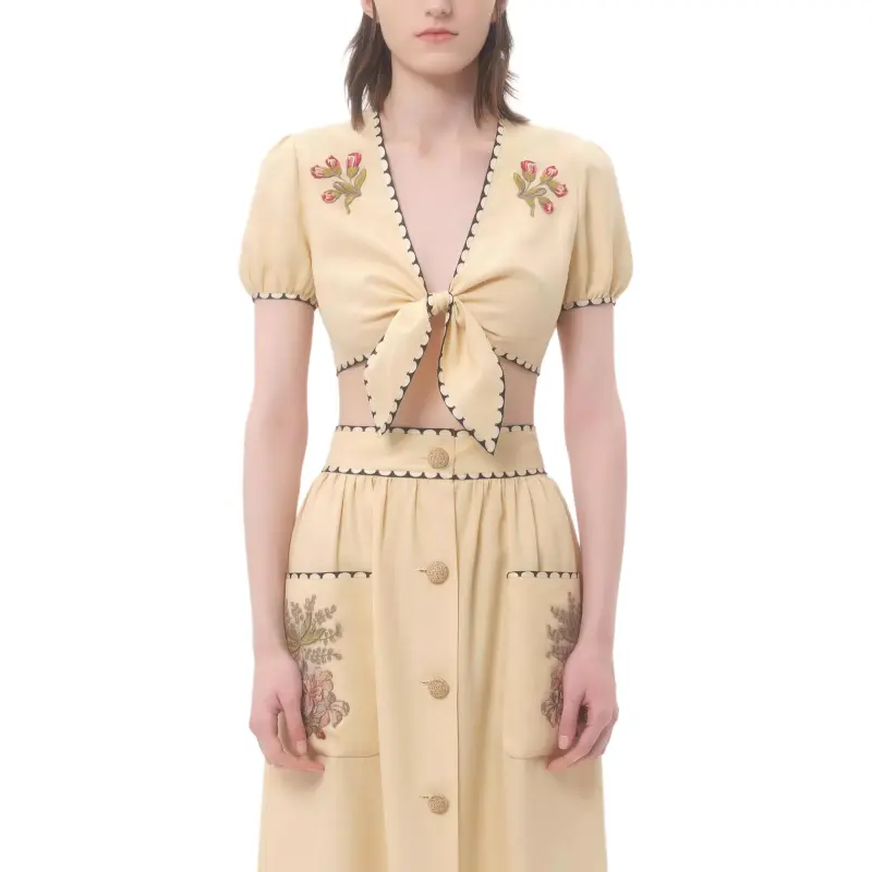 Valentino SS25 Crop Top Women's Yellow-2