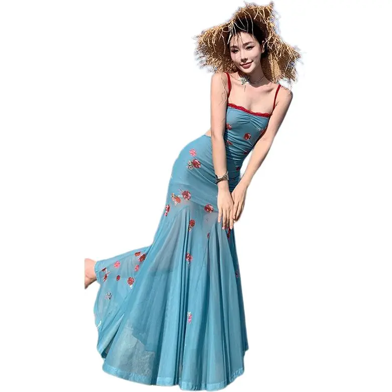Dior Beauty Slip Dresses Women's Blue-3
