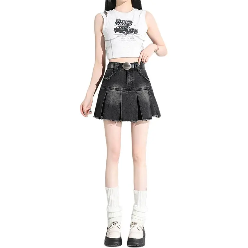Kazakhstan Denim Short Skirts Women's Black-1