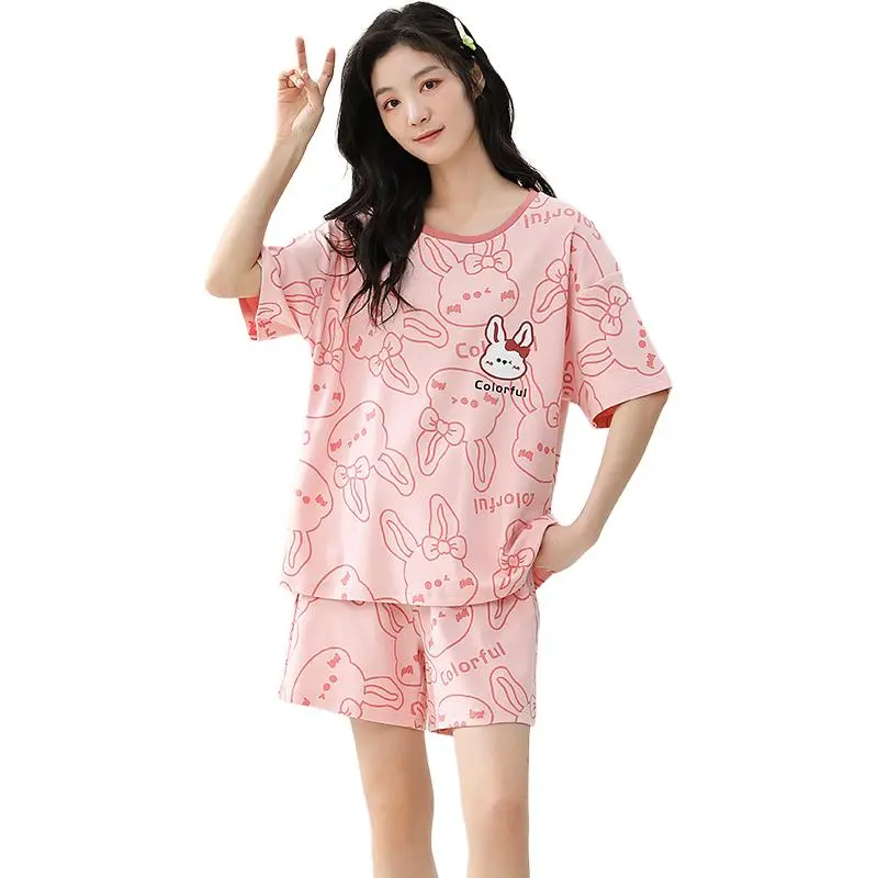 Cotton Gene Pajama Set Women's Pink-1