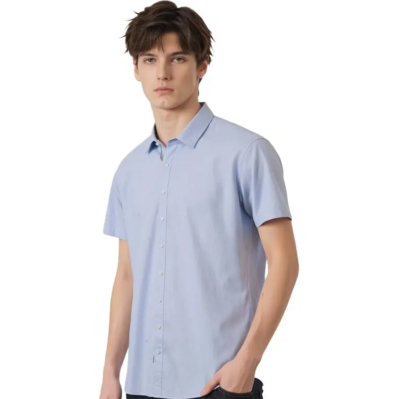 ARTSDON Shirts Men Light Blue Pattern-1