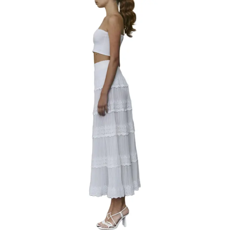 Antonino Valenti Knit Long Skirt Women's White-3