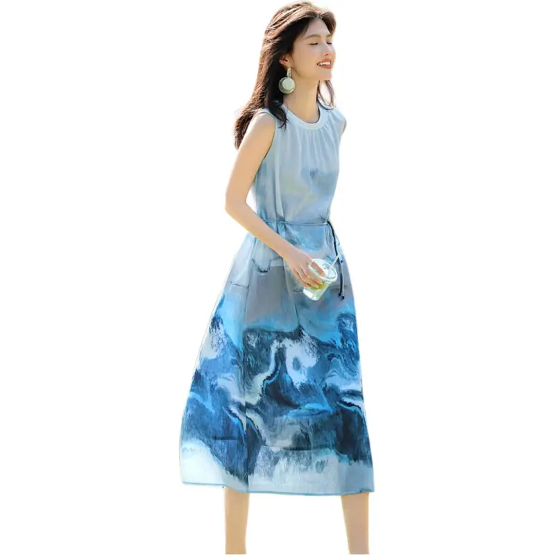 XWI Sleeveless Dresses Women's Ink Wash Blue-5