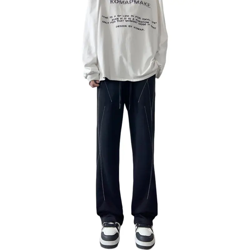WARNING LIGHT Casual Pants Unisex Black-3